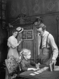 Actors Geraldine Page, Jenny Hecht and Mark Stevens in Scene from Play "Midsummer"