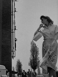 Woman Looking at Sculpture by Artist Bernard Rosenthal