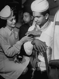 Air India Flight Attendant Monica Gilbert Passing Out Spices to Madrasi Brahmin Passenger