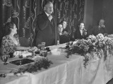Mrs. Theodore O. Thackery and Her Husband Elsa Maxwell Mrs. Ickes and Paul J. Tierney Listening