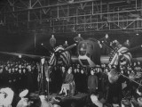 Buy Eleanor Roosevelt Speaking into a Microphone During a Ceremony to Name a Bomber at AllPosters.com