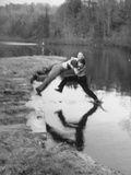 Tutt Williams Pulls Fellow Student Peek Garlington into Pool at Post Shakespeare Party Picnic