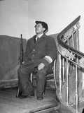 Polish Armed Guard Sitting by Staircase