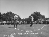 Golfer Byron Nelson Putting for a Birdie on 17th Green