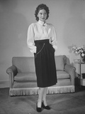 Russian-Born Dress Designer Valentina Modelling Her Trouser-Pleated Skirt with Blouse