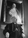 Polish Cardinal August Hlond Sitting under Large Painting