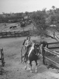 Actress Barbara Hale, Riding Horse While on a Camping Trip