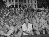First Lady Eleanor Roosevelt, Singing with a Large Group of US Soldiers