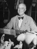 Buy Portrait of Smiling President Franklin D. Roosevelt Alone at His Desk at AllPosters.com