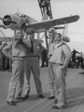 Aviators Standing Aboard Battleship  Maryland 