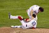 Detroit Tigers v Texas Rangers - Game Six, Arlington, TX - October 15: Ian Kinsler and Craig Gentry