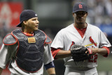 Cardinals v Milwaukee Brewers - G. Six, Milwaukee, WI - Oct. 16: Yadier Molina and Edwin Jackson