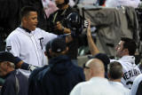 Rangers v Detroit Tigers - G. Five, Detroit, MI - Oct. 13: Miguel Cabrera and Justin Verlander