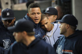 Texas Rangers v Detroit Tigers - G. Five, Detroit, MI - Oct. 13: Miguel Cabrera and Victor Martinez