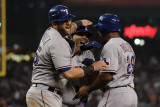 Rangers v Detroit Tigers - Detroit, MI - Oct. 12: Mike Napoli, Nelson Cruz and Adrian Beltre