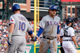 Texas Rangers v Detroit Tigers - Game Five, Detroit, MI - October 13: Ian Kinsler and Michael Young
