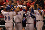 Texas Rangers v St Louis Cardinals, St Louis, MO - Oct. 27: Adrian Beltre and Yorvit Torrealba