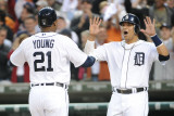 Texas Rangers v Detroit Tigers - Game Five, Detroit, MI - Oct. 13: Delmon Young and Victor Martinez