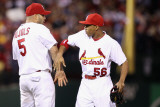Brewers v St. Louis Cardinals - G. Three, St Louis, MO - Oct. 12: Albert Pujols and Adron Chambers