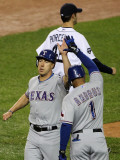 Texas Rangers v Detroit Tigers - Game Four, Detroit, MI - October 12: David Murphy and Elvis Andrus