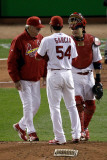 Rangers v Cardinals, St Louis, MO - Oct. 27: Dave Duncan, Jaime Garcia and Yadier Molina