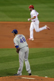 Texas Rangers v St Louis Cardinals, St Louis, MO - Oct. 27: Lance Berkman and Colby Lewis