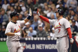 Cardinals v Milwaukee Brewers - G. Six, Milwaukee, WI - Oct. 16: Albert Pujols and Matt Holliday