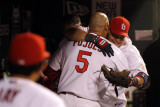 Texas Rangers v St Louis Cardinals, St Louis, MO - Oct. 27: Albert Pujols and Yadier Molina