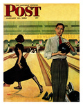 "Bowling Strike" Saturday Evening Post Cover, January 28, 1950