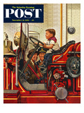 Buy "Boy on Fire Truck" Saturday Evening Post Cover, November 14, 1953 at AllPosters.com