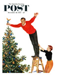 "Topping the Tree" Saturday Evening Post Cover, December 28, 1957