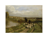 Sheep and Shepherd in a Landscape