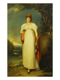 Portrait of Mrs John Halkett in a White Dress, Red Shawl, Coral Necklace and Paisley Turban, in a…