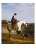 Miss Cazenove on a Grey Hunter, a Dog Running Alongside