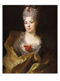 Buy Portrait of a Lady, Half Length, Wearing a White Dress and a Yellow Wrap, with Flowers in Her Hair at AllPosters.com