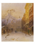 Buy Figures Crossing a Back Street in London, Early Morning, Winter at AllPosters.com