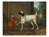 A Monkey Wearing Crimson Livery Dancing with a Poodle on the Terrace of a Country House