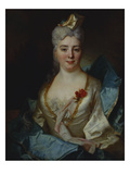 Buy Portrait of a Lady, Wearing a White Dress and a Blue Cloak, with Red Flowers in Her Corsage, a... at AllPosters.com