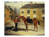 Buy An Officer of the 6th Dragoon Guards, Caribineers with His Mount in the Barrack's Stable Yard at AllPosters.com