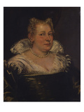 Portrait of a Lady, Bust Length in a Green Dress with a White Collar