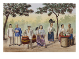 Manila and its Environs, Page 18 from an Album of 25 Watercolours; Vista En Una Plaza