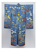 Buy A Furisode of Sky Blue Silk Satin Embroidered in Coloured Silks and Couched Gilt Threads with... at AllPosters.com
