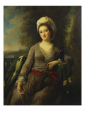 Portrait of a Lady, Thought to Be Mrs Wells, Wearing a Grey Dress with a Red Sash and an Ermine…