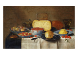 Redcurrants, Wild Strawberries and Plums in Wanli Kraak Porselein Bowls, a Bread Roll on a Pewter…