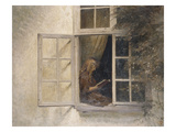 A Girl Reading in a Window Giclee Print