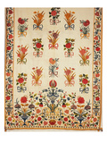 A Crewelwork Cover Embroided in Brightly Coloured Wools with Tulip Motifs