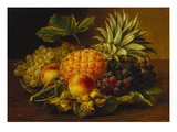 Grapes, Peaches, Hazelnuts and a Pineapple in a Basket