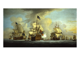 Buy The English Fleet at Anchor with the Admiral's Ship Signalling to the Vice and Rear Admirals of... at AllPosters.com