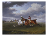 Buy Two Racehorses Eith Jockeys Up, Exercising in a Landscape at AllPosters.com