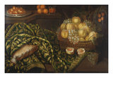 Still-Life with Basket of Fruits on a Table; Nature Morte Aux Paniers De Fruits Et De Fleurs Sur…